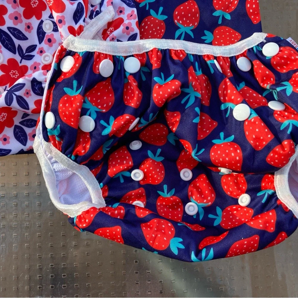 ALVABABY Colorful Set of Three Adjustable Reusable Diaper Cover Set with Wet Bag